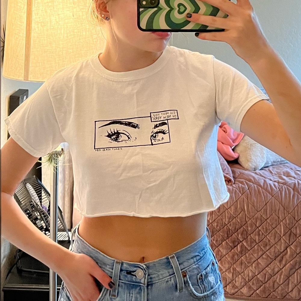 john galt brandy melville i’ll see you in new york t-shirt  crop top